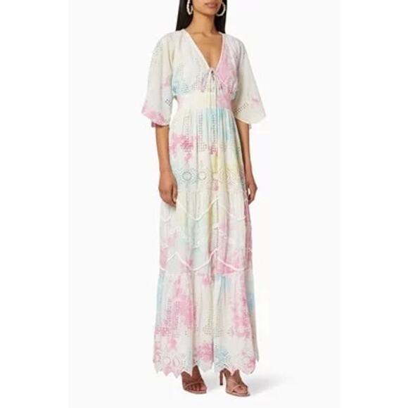 HEMANT & NANDITA multicolor cotton Amara Broderie Anglaise Maxi Dress size XS - Picture 1 of 14